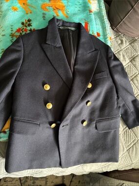 Polo by Ralph Lauren Navy Double-Breasted Blazer with Gold Buttons